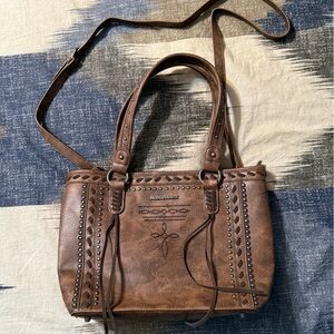 Montana West. Brown Studded Shoulder Bag with cross body strap.